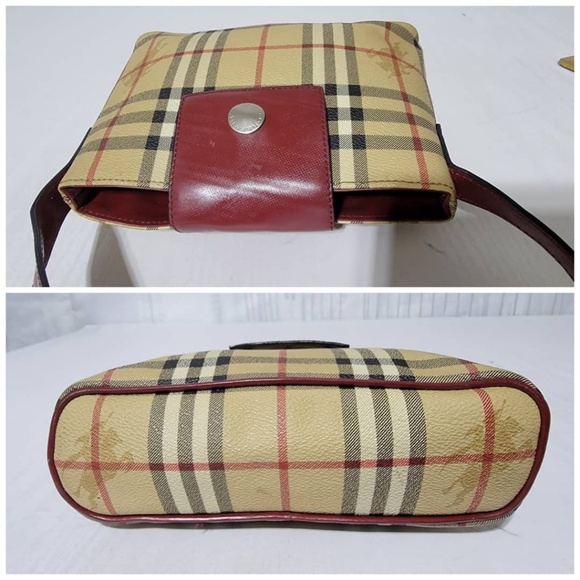 Authentic Burberry haymarket pattern Shoulder Bag Beige/Dark red - Picture 7 of 13
